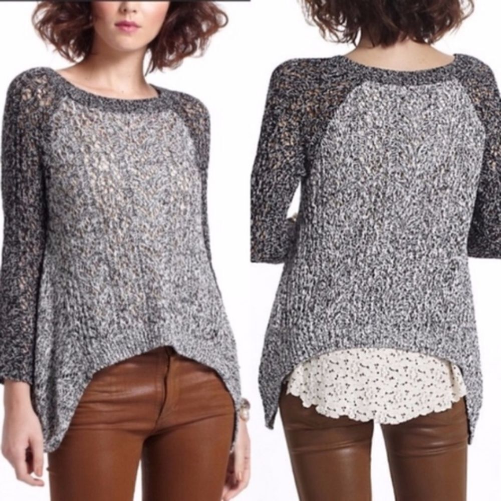Leifnotes Anthro dipped lace marled sweater small